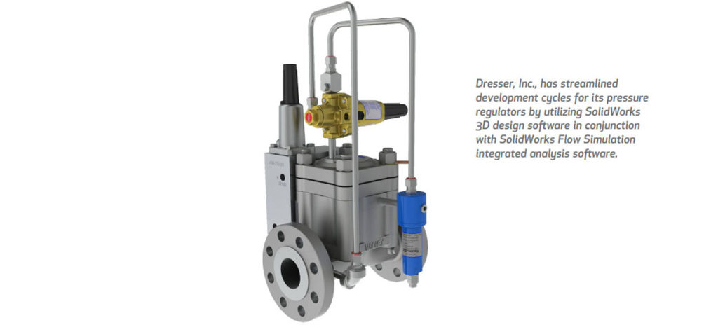 Dresser, Inc. เป็นหนึ่งในผู้ผลิตเครื่องควบคุมแรงดันสำหรับบริษัทที่ต้องการที่จะควบคุมของเหลวภายใต้แรงดัน ในอดีตผู้ผลิตของ Pressure Regulation Group ได้เลือกใช้ CADKey® 2D เป็นเครื่องมือในการพัฒนาผลิตภัณฑ์ก่อนที่จะเปลี่ยนไปใช้ SolidWorks® 1997 3D ในปี 2005 ทางกลุ่มได้ตัดสินใจที่จะประเมินโซลูชั่นออกแบบเพื่อให้การพัฒนานั้นเป็นไปได้อย่างรวบรัดและมีประสิทธิ์ภาพมากยิ่งขึ้น
