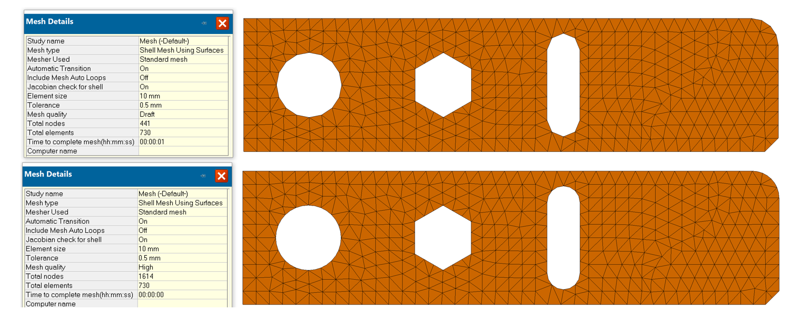 Draft Quality Mesh solidworks