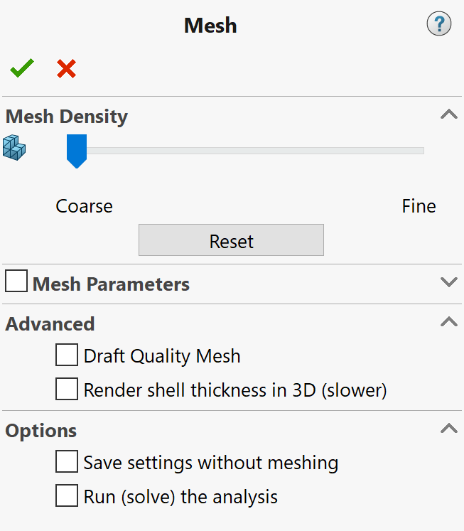 Draft Quality Mesh solidworks
